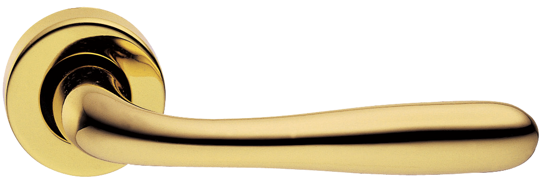 Ручка дверная RUBINO R2 OTL раздельная на круглой розетке, цвет золото, латунь фото купить Пенза