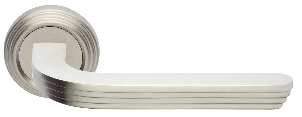 Ручка дверная ALLURE R2 NIS раздельная на круглой розетке, цвет матовый никель, латунь фото купить в Пензе