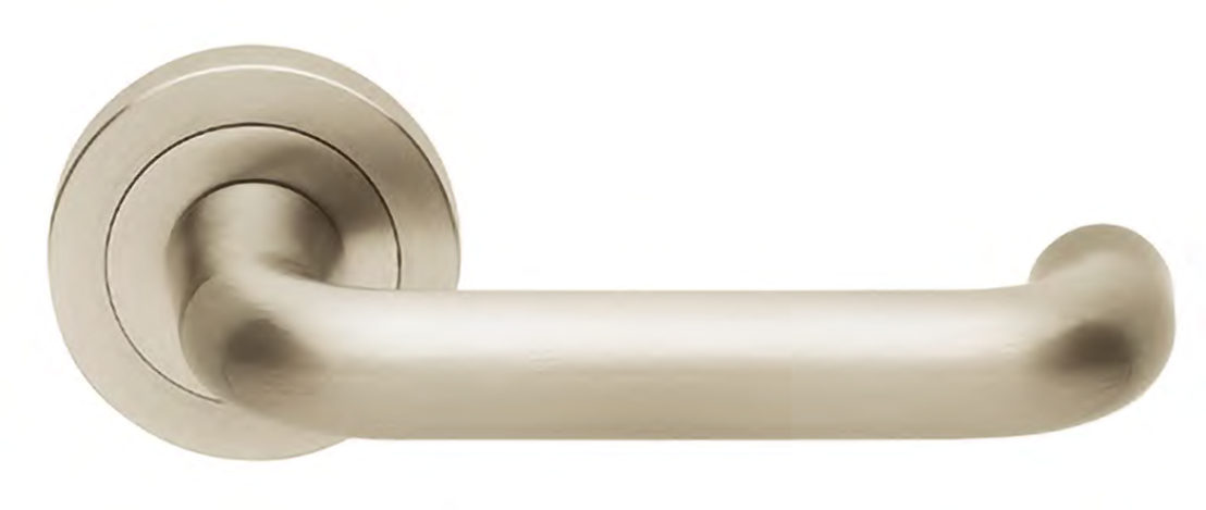 Ручка дверная IRIS R2 NIS раздельная на круглой розетке, цвет - матовый никель, латунь фото купить Пенза