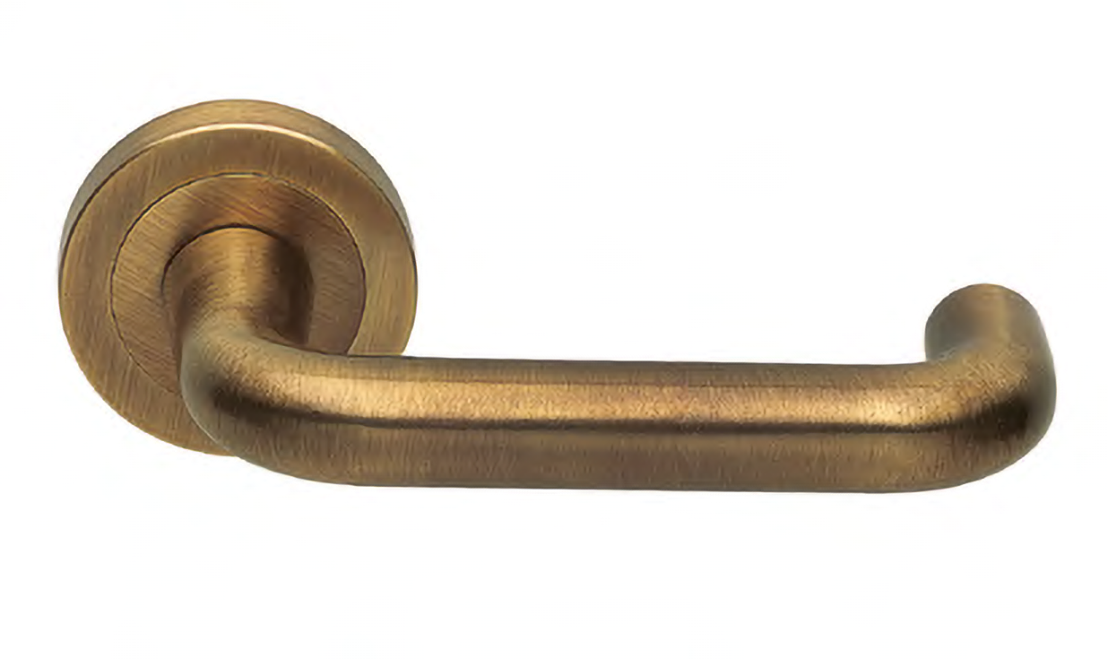 Ручка дверная IRIS R2 BGO раздельная на круглой розетке, цвет матовая бронза, латунь фото купить Пенза