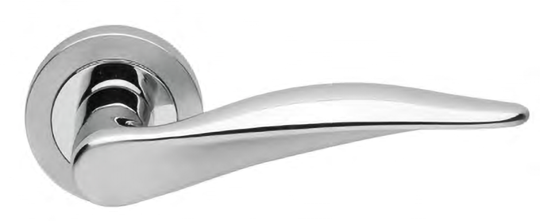 Ручка дверная DALI R2 CSA/CRO раздельная на круглой розетке, цвет матовый хром/хром, латунь фото купить Пенза