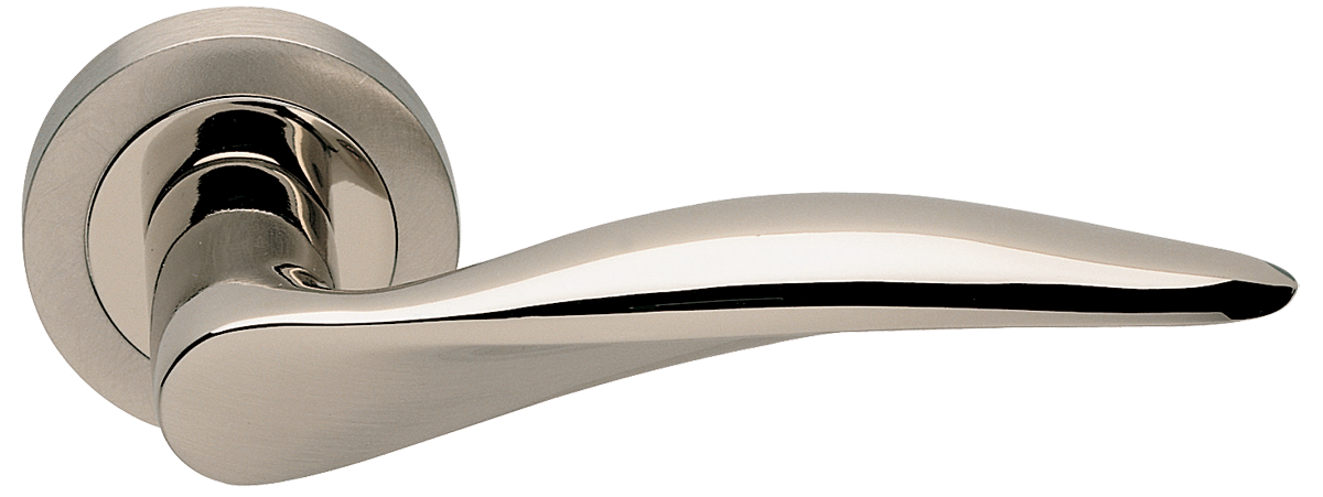 Ручка дверная DALI R2 NIS/NIK раздельная на круглой розетке, цвет - матовый никель/никель, латунь фото купить в Пензе