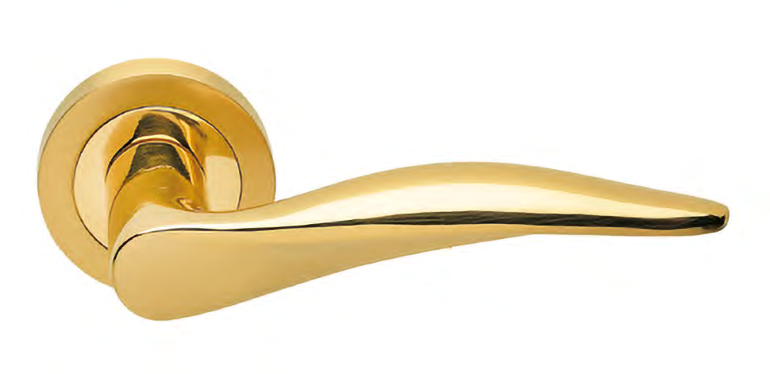 Ручка дверная DALI R2 OSA/OTL раздельная на круглой розетке, цвет матовое золото/золото, латунь фото купить Пенза