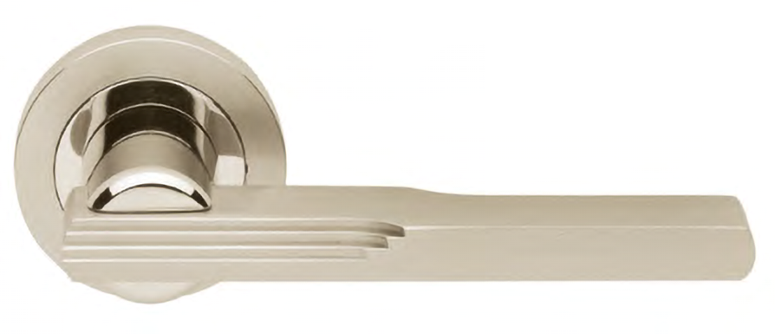 Ручка дверная VERONICA R2 NIS/NIK раздельная на круглой розетке, цвет матовый никель/никель, латунь фото купить Пенза