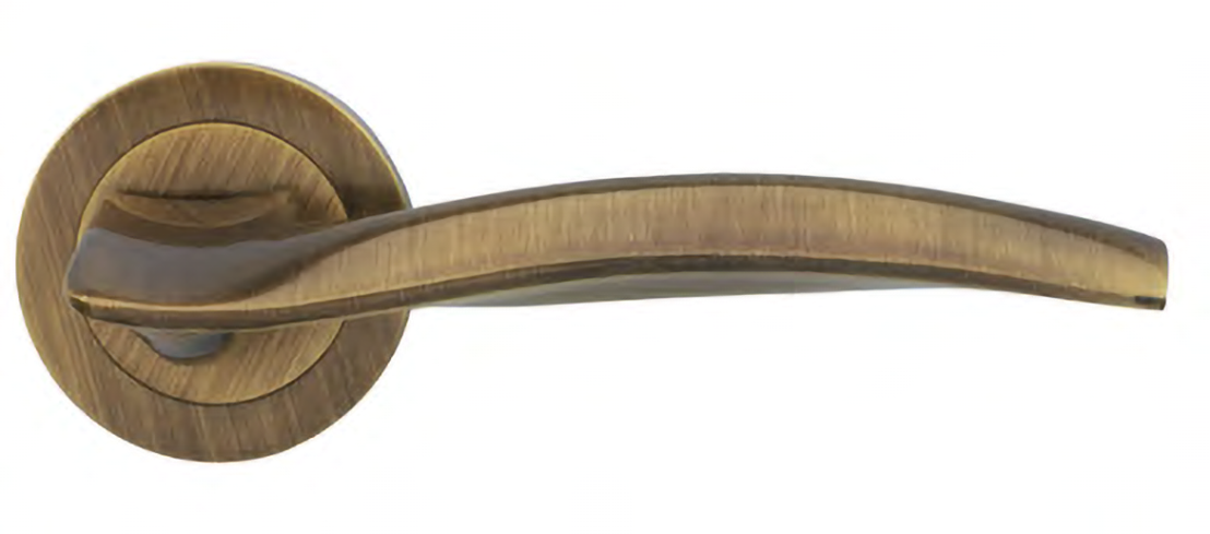 Ручка дверная WAVE R2 BGO раздельная на круглой розетке, цвет матовая бронза, латунь фото купить Пенза