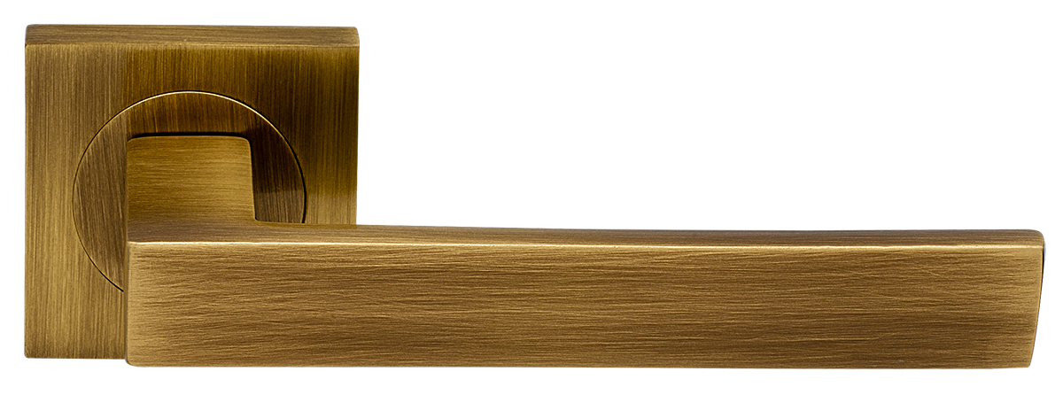 Ручка дверная WATERFALL S2 BGO раздельная на квадратной розетке, цвет матовая бронза, латунь фото купить Пенза