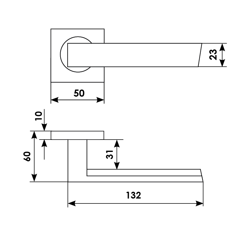 Ручка дверная WATERFALL S2 BGO раздельная на квадратной розетке, цвет матовая бронза, латунь фото купить в Пензе