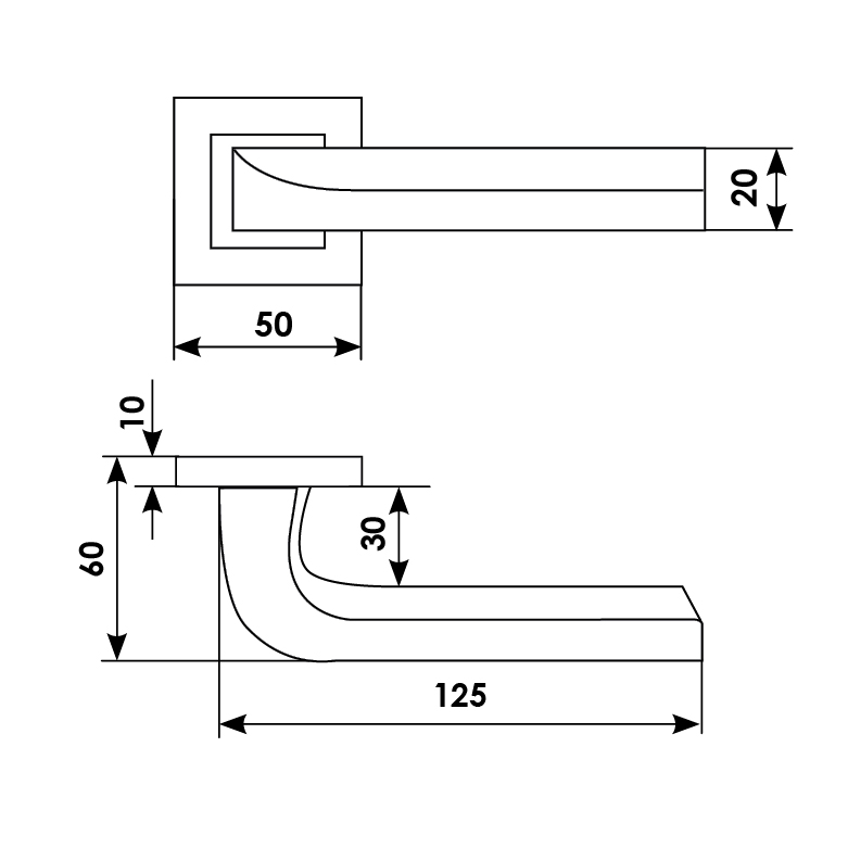 Ручка дверная TENDER S3 BGO раздельная на квадратной розетке, цвет матовая бронза, латунь фото купить в Пензе