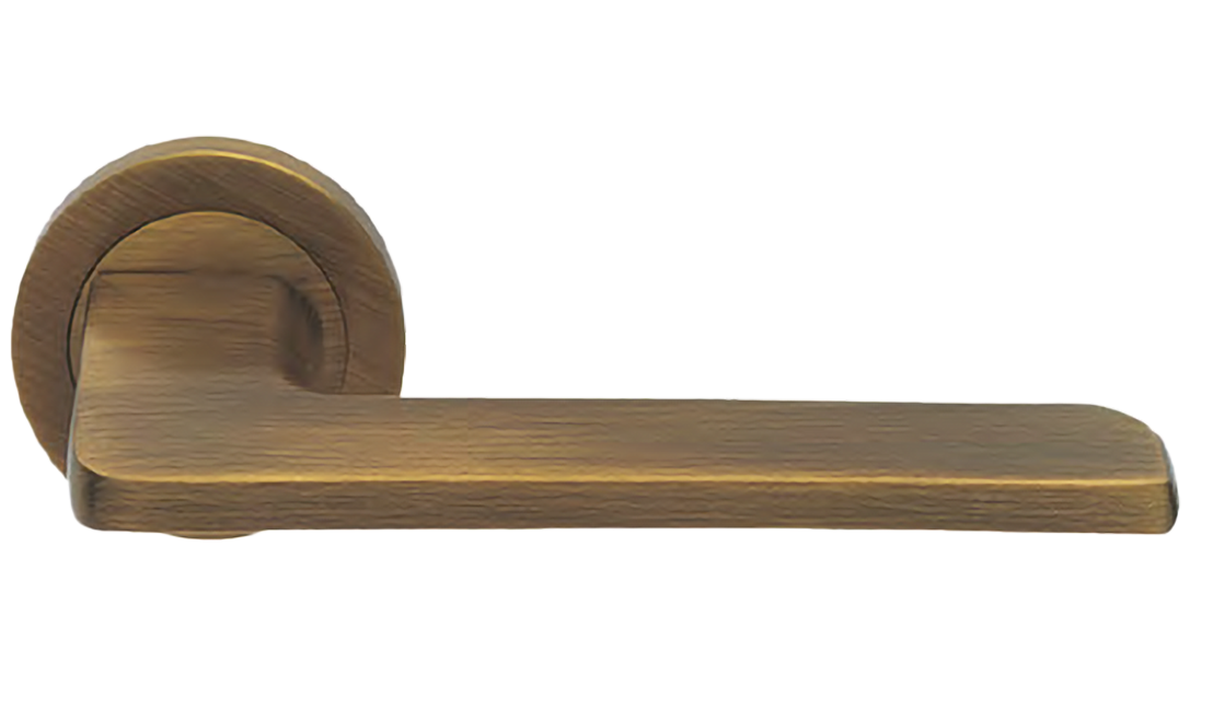 Ручка дверная ROCK R2 BGO раздельная на круглой розетке, цвет матовая бронза, латунь фото купить Пенза