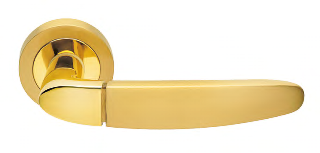 Ручка дверная SAIL R2 OSA/OTL раздельная на круглой розетке, цвет матовое золото/золото, латунь фото купить Пенза