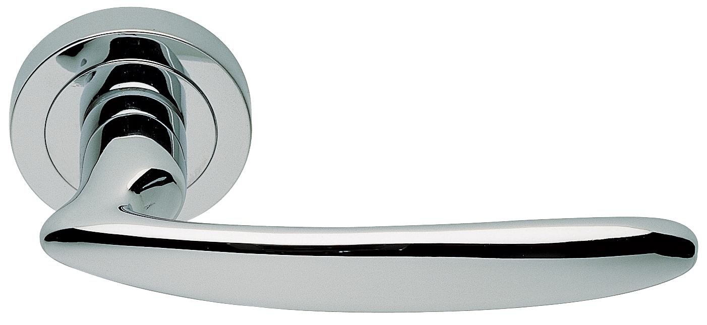 Ручка дверная FLAMINGO R2 CRO раздельная на круглой розетке, цвет хром, латунь фото купить в Пензе