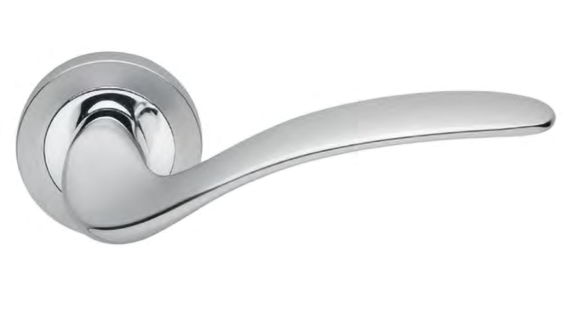 Ручка дверная COBRA R2 CSA/CRO раздельная на круглой розетке, цвет матовый хром/хром, латунь фото купить Пенза