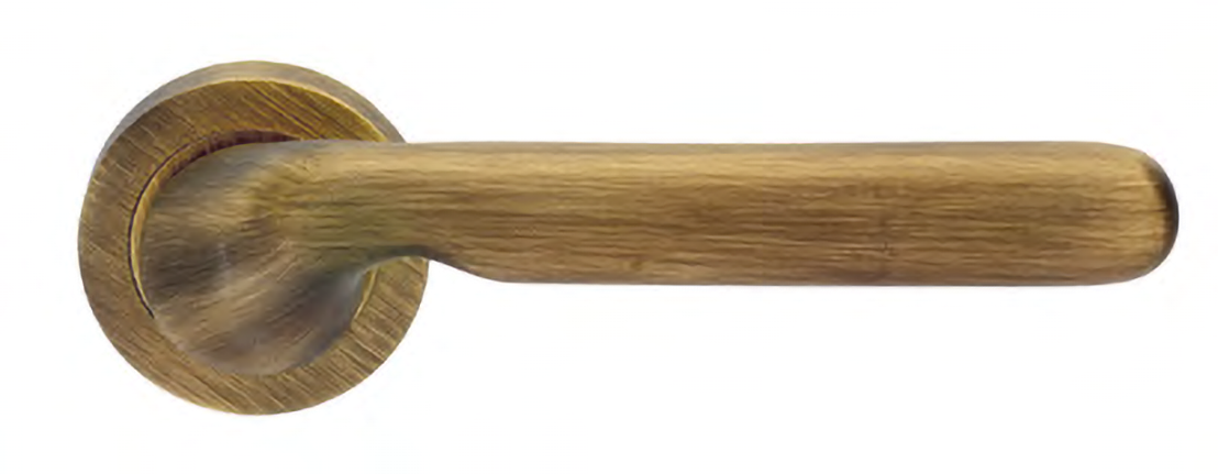 Ручка дверная NIRVANA R2 BGO раздельная на круглой розетке, цвет матовая бронза, латунь фото купить в Пензе