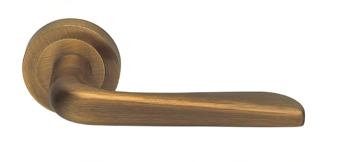 Ручка дверная PETRA R2 BGO раздельная на круглой розетке, цвет матовая бронза, латунь фото купить в Пензе