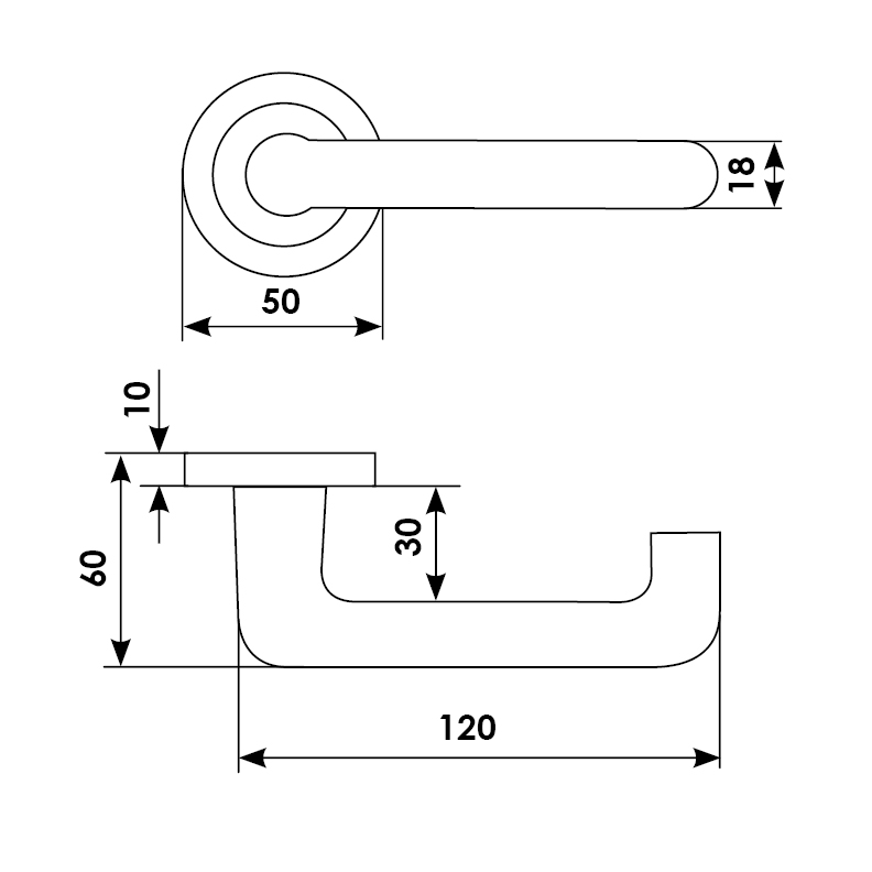 Ручка дверная UNDER R2 BGO раздельная на круглой розетке, цвет матовая бронза, латунь фото купить в Пензе