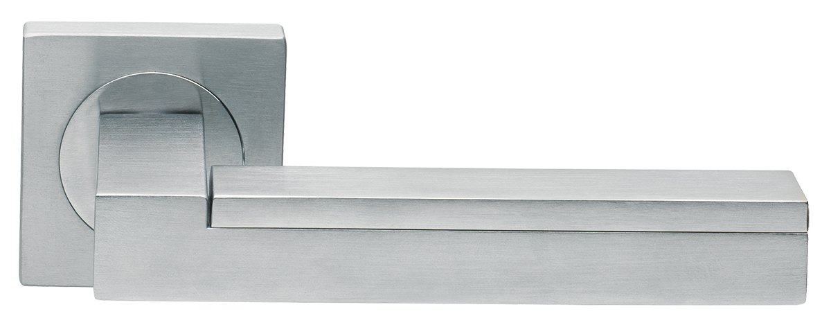 Ручка дверная ISLAND S2 CSA раздельная на квадратной розетке, цвет матовый хром, латунь фото купить в Пензе