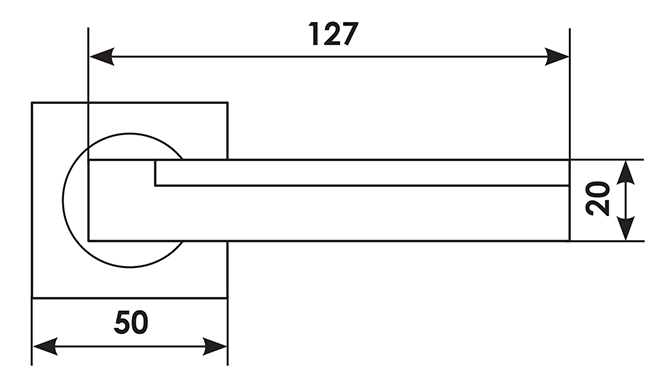 Ручка дверная ISLAND S2 CSA раздельная на квадратной розетке, цвет матовый хром, латунь фото фурнитура Пенза
