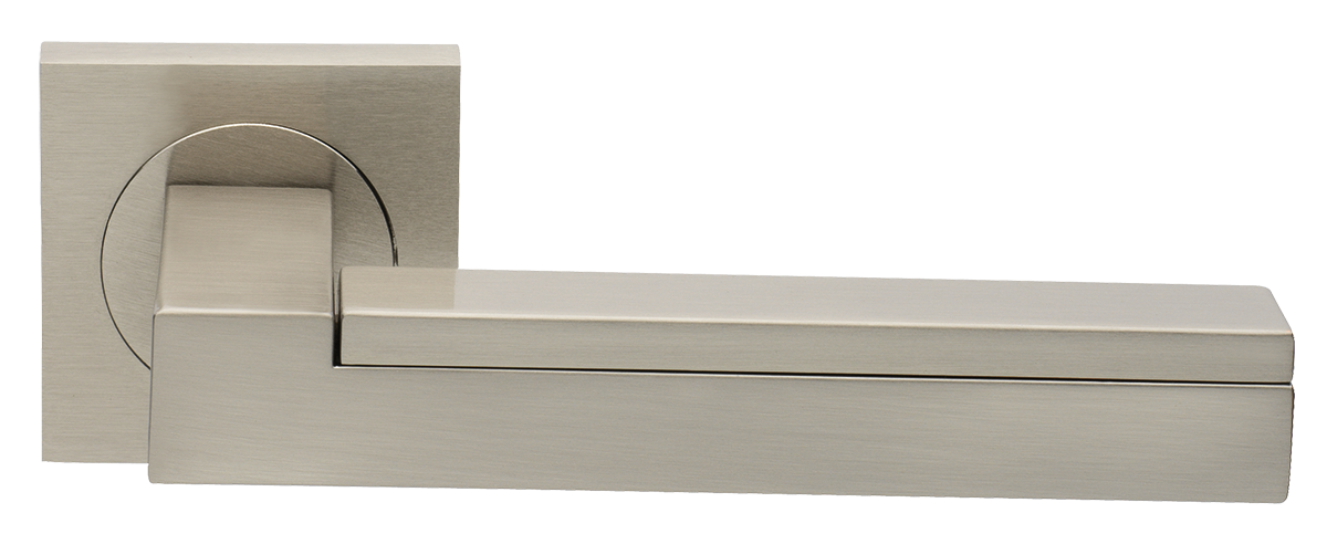 Ручка дверная ISLAND S2 NIS раздельная на квадратной розетке, цвет матовый никель, латунь фото купить Пенза