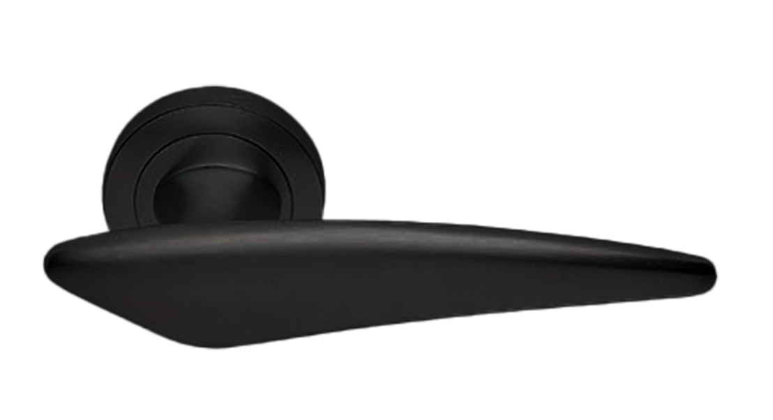 Ручка дверная BOLID R2 NERO раздельная на круглой розетке, цвет черный, латунь фото купить Пенза