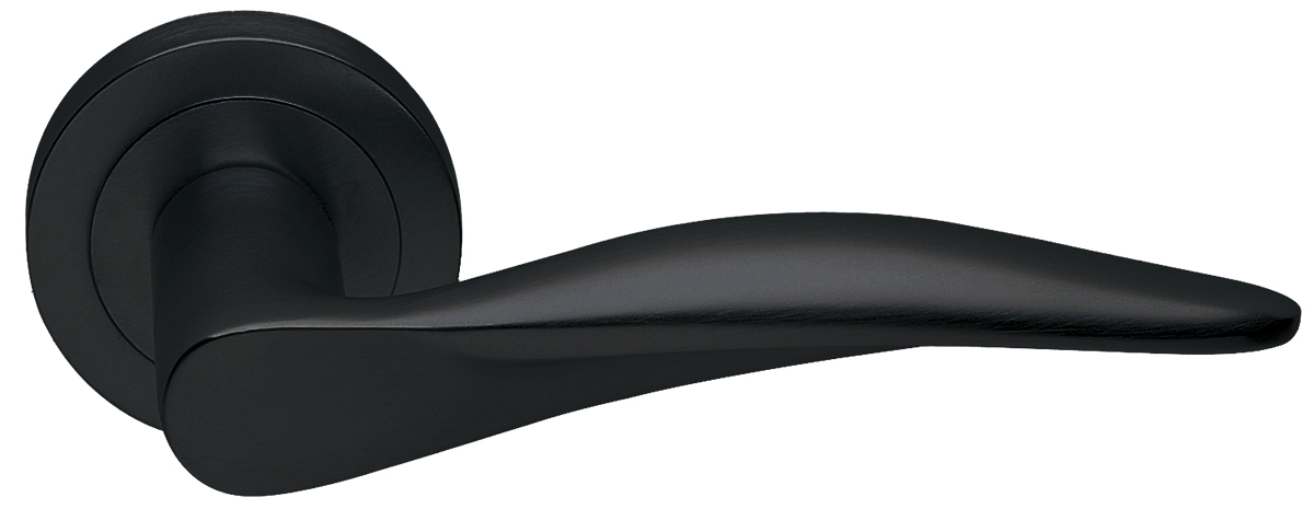 Ручка дверная DALI R2 NERO раздельная на круглой розетке, цвет черный, латунь фото купить Пенза