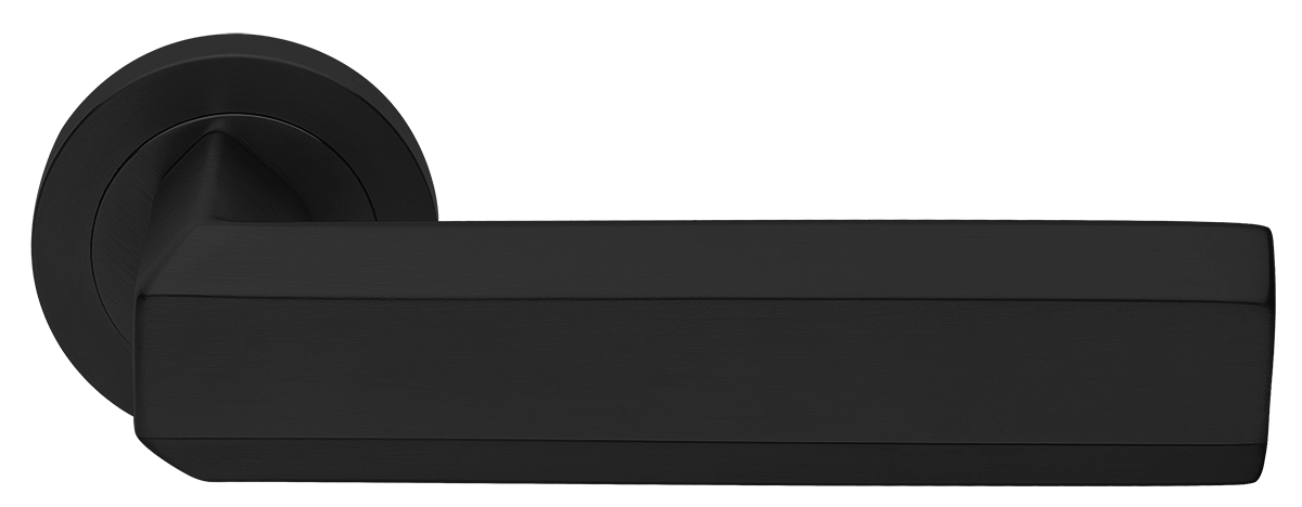 Ручка дверная HARMONY R2 NERO раздельная на круглой розетке, цвет черный, латунь фото купить Пенза