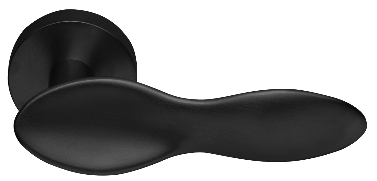 Ручка дверная LUNCH PF NERO раздельная на круглой розетке, цвет черный, латунь фото купить Пенза