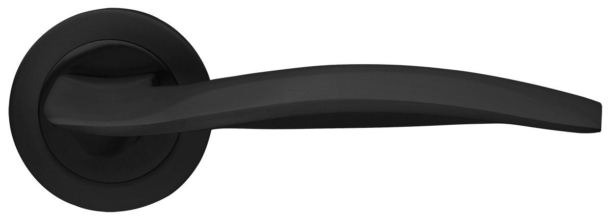 Ручка дверная WAVE R2 NERO раздельная на круглой розетке, цвет черный, латунь фото купить Пенза