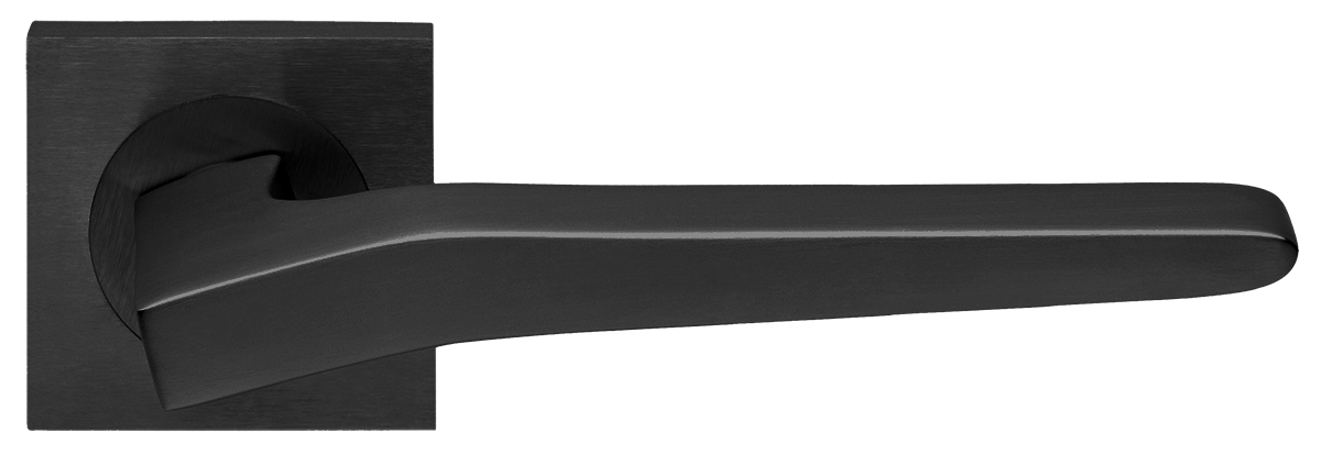 Ручка дверная HILL S2 NERO раздельная на квадратной розетке, цвет черный, латунь фото купить Пенза