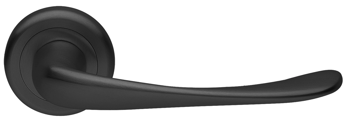 Ручка дверная GOLF R4 NERO раздельная на круглой розетке, цвет черный, латунь фото купить Пенза