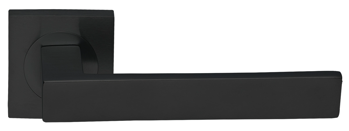 Ручка дверная WATERFALL S2 NERO раздельная на квадратной розетке, цвет черный, латунь фото купить Пенза