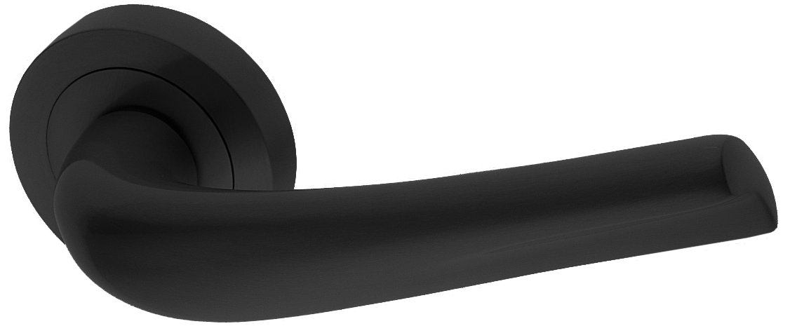 Ручка дверная RAFT R2 NERO раздельная на круглой розетке, цвет черный, латунь фото купить Пенза