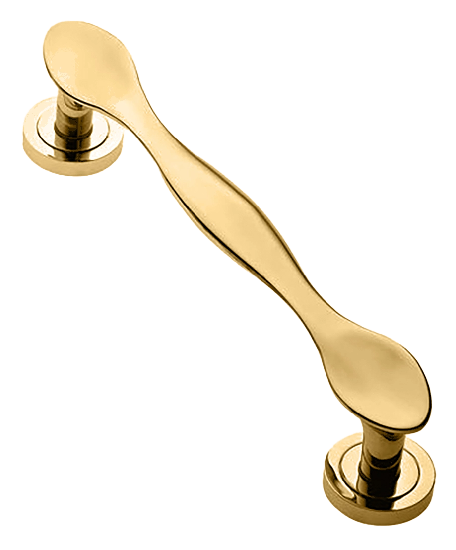 Ручка-скоба дверная LUNCH PH OTL на круглой розетке, цвет золото, латунь фото купить Пенза