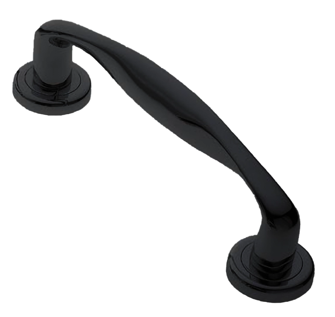 Ручка-скоба дверная GOLF PH NERO на круглой розетке, цвет черный, латунь фото купить Пенза