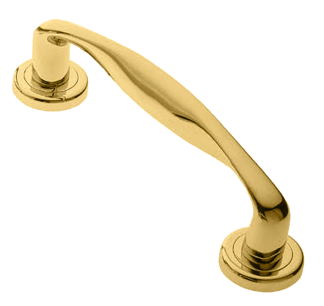 Ручка-скоба дверная GOLF PH OTL на круглой розетке, цвет золото, латунь фото купить Пенза