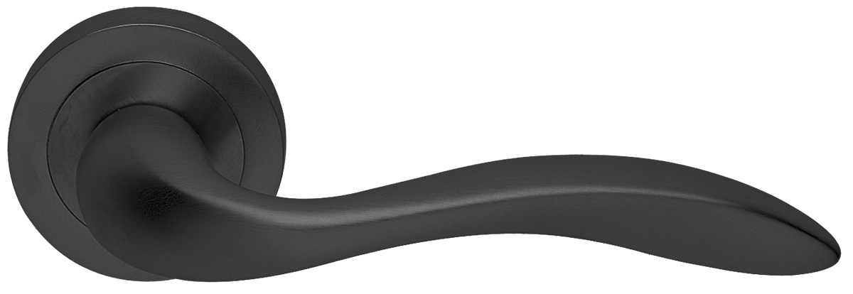 Ручка дверная LEON R2 NERO раздельная на круглой розетке, цвет черный, латунь фото купить Пенза