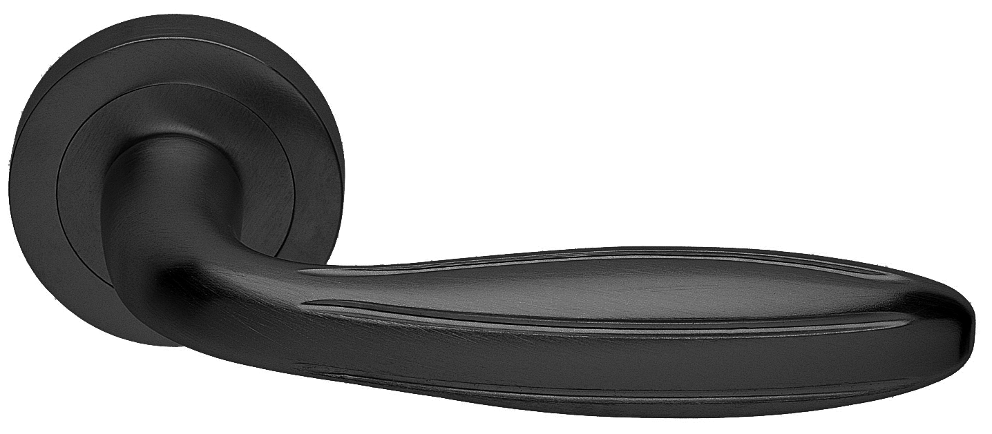 Ручка дверная BUD R2 NERO раздельная на круглой розетке, цвет черный, латунь фото купить Пенза