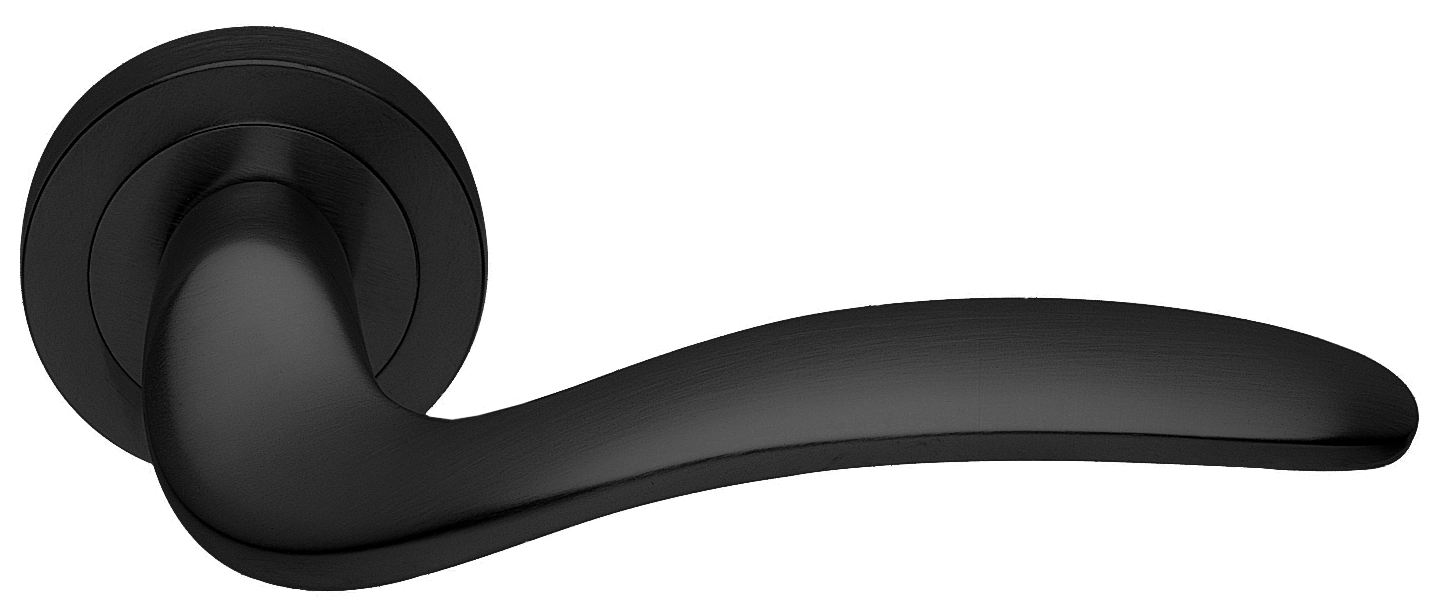 Ручка дверная COBRA R2 NERO раздельная на круглой розетке, цвет черный, латунь фото купить Пенза