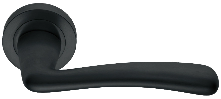 Ручка дверная COCKATOO R2 NERO раздельная на круглой розетке, цвет черный, латунь фото купить Пенза