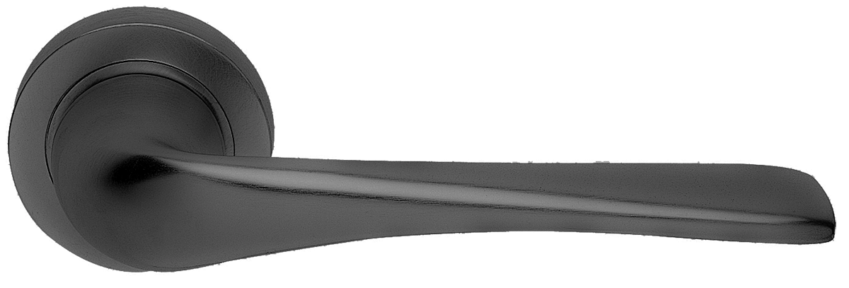 Ручка дверная LE MANS R2 NERO раздельная на круглой розетке, цвет черный, латунь фото купить Пенза