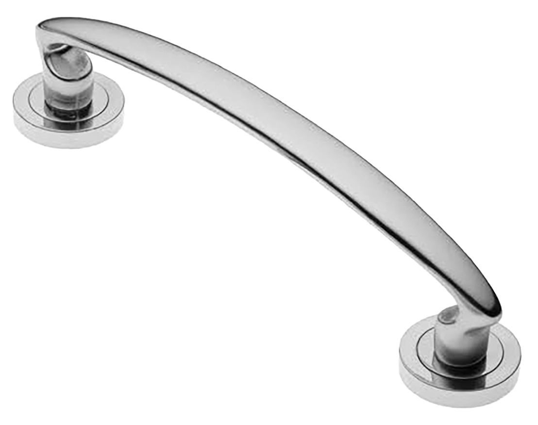 Ручка-скоба дверная FLAMINGO PH CRO на круглой розетке, цвет хром, латунь фото купить Пенза