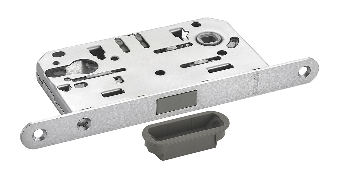 Защелка межкомнатная M1885 SSC с ответной планкой, магнитная под цилиндр, цвет суперматовый хром фото купить в Пензе