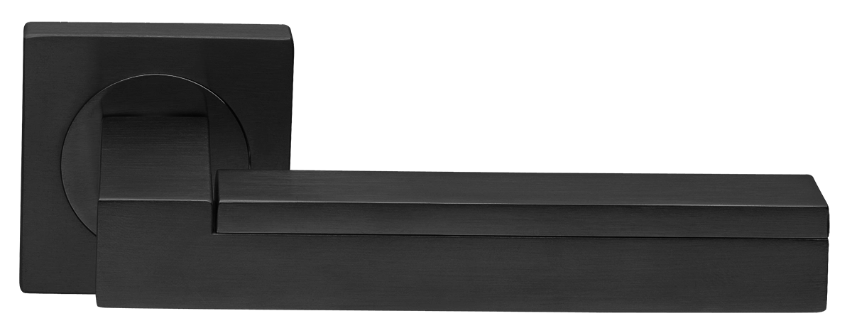 Ручка дверная ISLAND S2 NERO раздельная на квадратной розетке, цвет черный, латунь фото купить Пенза