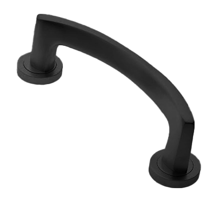 Ручка-скоба дверная WIND PH NERO на круглой розетке, цвет черный, латунь фото фурнитура Пенза