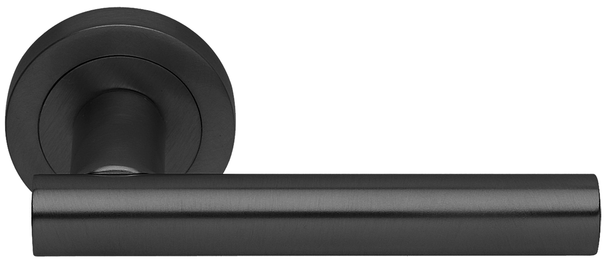 Ручка дверная CALLA R2 NERO раздельная на круглой розетке, цвет черный, латунь фото купить Пенза