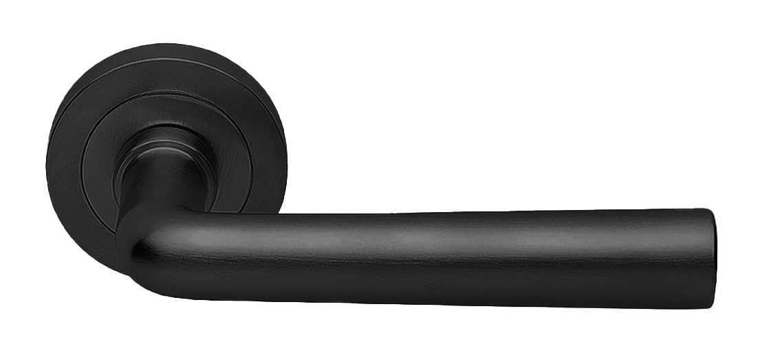 Ручка дверная UNDER R2 NERO раздельная на круглой розетке, цвет черный, латунь фото купить Пенза