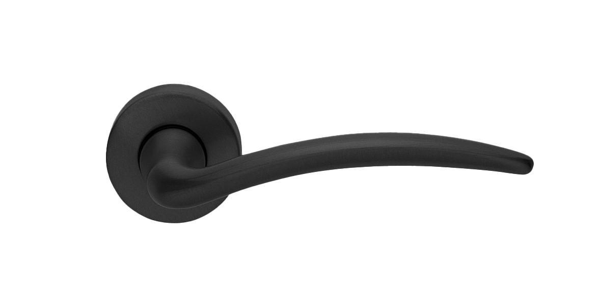 Ручка дверная MOGADOR R2 NERO раздельная на круглой розетке, цвет черный, латунь фото купить Пенза