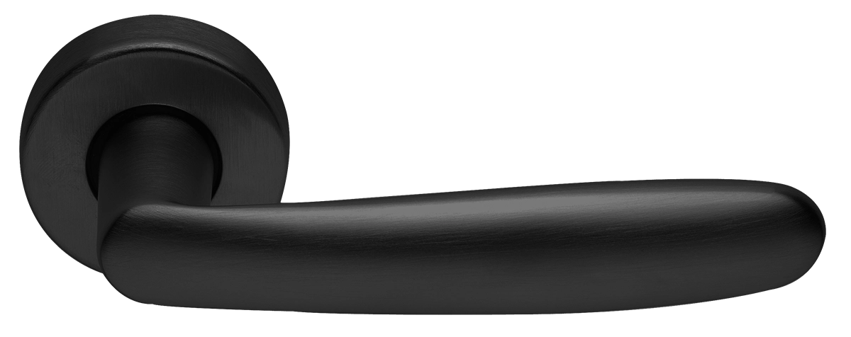 Ручка дверная IMOLA R3-E NERO раздельная на круглой розетке, цвет черный, латунь фото купить Пенза