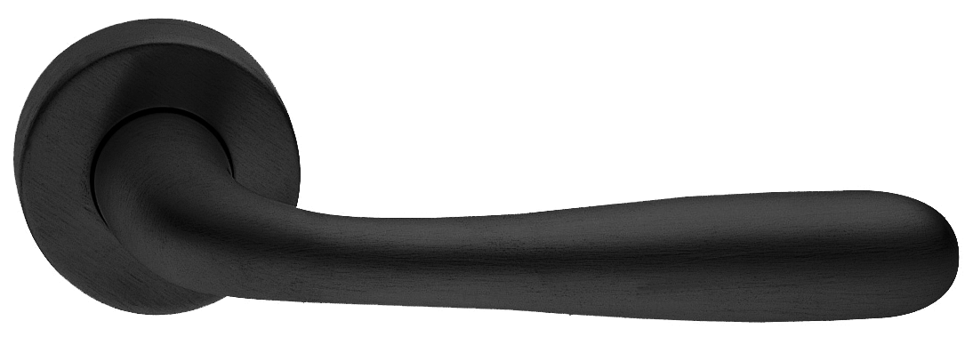 Ручка дверная RUBINO R3-E NERO раздельная на круглой розетке, цвет черный, латунь фото купить Пенза