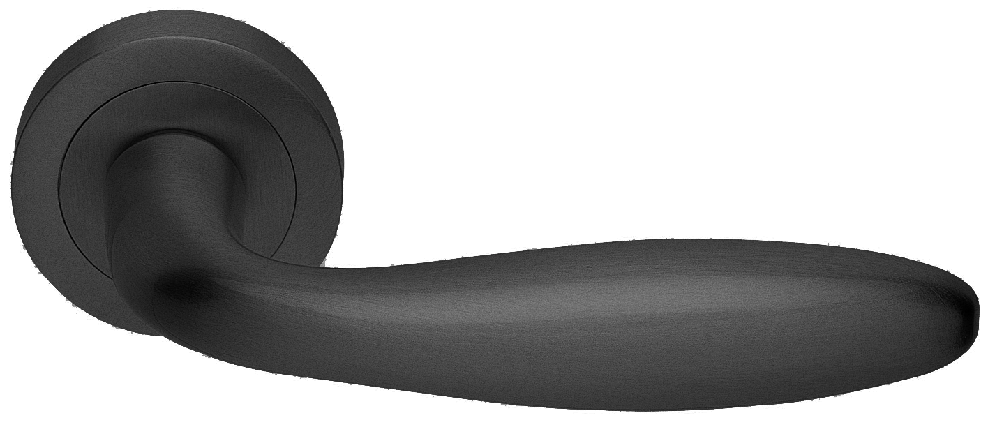 Ручка дверная AIR R2 NERO раздельная на круглой розетке, цвет черный, латунь фото купить Пенза