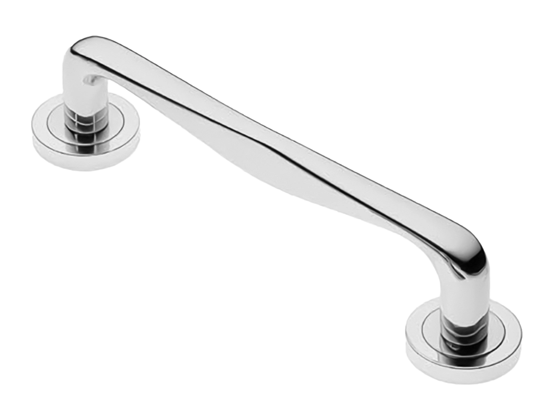 Ручка-скоба дверная PETRA PH CRO на круглой розетке, цвет хром, латунь фото купить Пенза